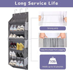 Over the Door Shoe Rack Organizer Hanging Fits 12 Pairs Shoes with 6 Mesh Pockets 6 Deep Large Pockets 50lbs Weight Capacity Behind the Door Storage Organizers for Closet Narrow Door 1 Pack