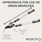 Tree Trimmer Loppers - Double Ratcheting Bypass Pruners - Extendable 26" - 40" Long Handles - Loppers for Tree Trimming Heavy Duty by Kings County Tools