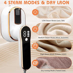 Upgrade Saker plus Steam Iron, 3 Steam Levels Clothes Steamer, 2-In-1 Steamer and Iron Professional Heavy-Duty Steam Travel Irons for Clothes, Suitable for Wool, Silk, Knitwear, Linen (White)