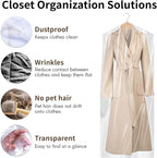 20 PCS 60 Inch Plastic Garment Bag, Dry Cleaner Bags Laundry Bags, Clear Hanging Clothing Covers for Long Dresses Skirt Coat Suit Shirt Jacket
