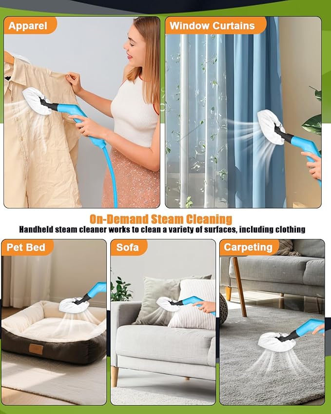 Handheld Steam Cleaner for Home, 10s Heat-Up/2.11 Qt Tank/4.5BAR High Pressure Steamer for Cleaning, 3 Level Pressurized Portable Steam Cleaner Handheld for Car, Grout, Tile, Dirt, Bed Bugs, Blue