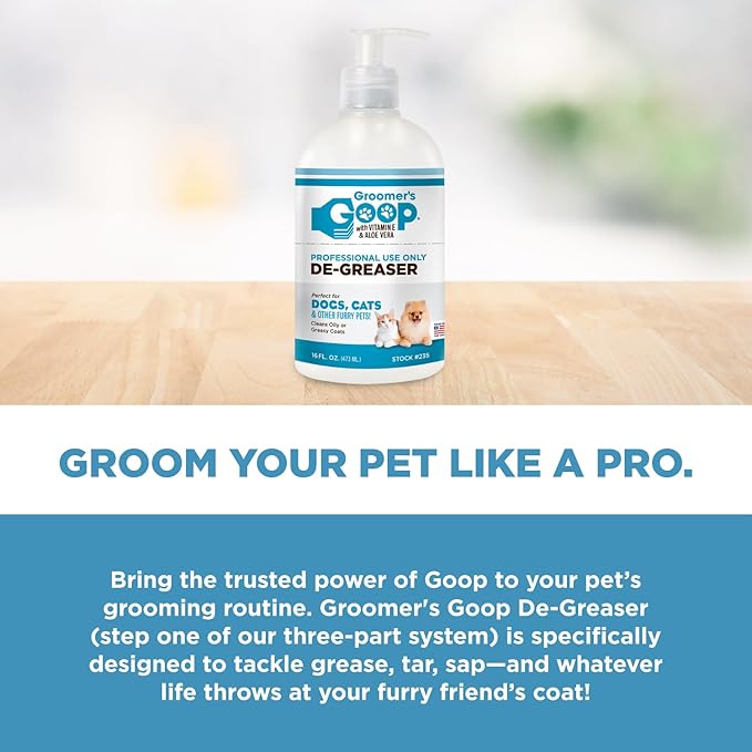 Groomer's Goop Pre-Bath Treatment De-Greaser for Dogs & Cats - 16 oz Bottle