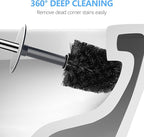 SetSail Toilet Brush, Compact Size Toilet Bowl Brush and Holder Toilet Brushes for Bathroom with Stainless Steel Handle Toilet Cleaner Brush with Durable Scrubbing Bristles, 3 Packs，Gery