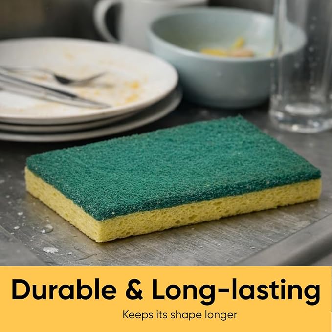 Kitchen Sponges for Washing Dishes, Non-Scratch Cellulose Dish Scrub Sponges, Cleaning Sponges for Household Use, Safe Cleaning Products, Kitchen Sponges Pack of 12, by Superio