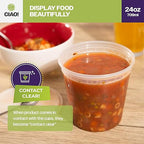 CIAO! 24OZ PP Injection Molded Soup-Deli Container with LLDPE Lid, Microwavable and BPA Free (240/240 combo pack)