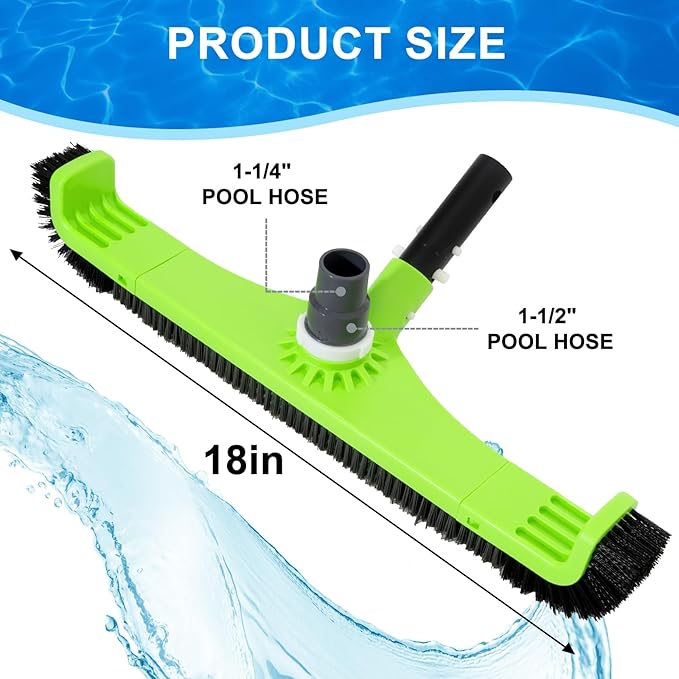 Sepetrel 20" Pool Vacuum Brush Head for Cleaning Pool Walls,Heavy Duty Inground/Above Ground Swimming Pool Scrub Brushes with Curved Ends