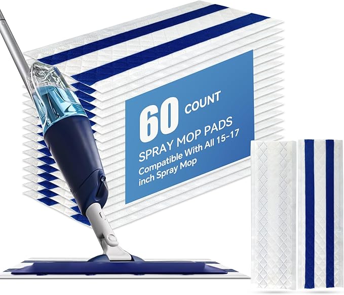 60 Count Ultrathick Microfiber Mop Pads Refills for Bona Hardwood Floor Cleaner & All 15''-17''Hook & Loop System Mop.Disposable Heavy Duty Mopping Pads for Floors Cleaning.