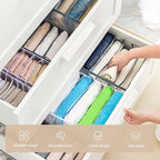 Wardrobe Clothes Organizer, 7 Grids Washable Portable Closet Organizer Mesh Separation Storage Box Foldable Closet Drawer Organizer for Underwear, Socks, Scarves, Jeans (Grey, 3 Jeans Grid)