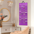 Lolalet Hanging Earring Holder Organizer with 20 Hooks for Women, Earring Organizer Wall Earrings Hanger Pierced Earring Storage, Felt Stud Earring Display, 608 Holes for Earrings - Purple, 1 Pack