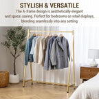 MyGift A-Frame Clothing Rack, 47 Inch Modern Heavy Duty Gold Metal Wardrobe Clothes Rack, Commercial Grade Freestanding Garment Hanger for Bedroom Closet or Retail Display