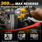 Cordless Impact Wrench for DeWalt Battery, 500Nm (369Ft-Lbs) 1/2" & 1/4" Brushless Impact Gun, 2-Speed High Torque Power Tool for Tire Removal, Rusted Bolts, Car Maintenance(No Battery)