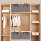 SNWDN 4 Pack Closet Cloth Storage Bins for Shelves,Large Storage Baskets for Shelves,Fabric Bins for Closet organization with Handles（Grey 17''L x 12''W x 10''H）