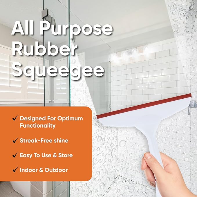 Superio 6” Window Squeegee with Grip Handle and Hanging Hook. (Red)