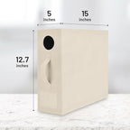 4 Pack Bed Sheet Organizer and Storage, Foldable Storage Organizer for Linen Closet with Viewing Window & Label for Bedding Sheets & Blankets (Queen & King Size) Cream