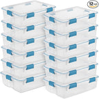 Sterilite 12-Pack Gasket Box, Weather-Resistant Storage Bins with Latching Lids, 37 Quart - Heavy-Duty Organizing Containers for Closet, Bathroom, and Office