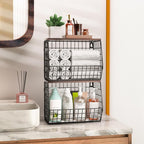Wawocs Fruit Basket for Kitchen Counter 2 Tier Fruit Bowl, Stackable Wall Mounted Hanging Fruit Basket Wire Baskets with Wood Lid with 4 Banana Hanger Hooks, Onion Basket, Fruit and Vegetable Storage