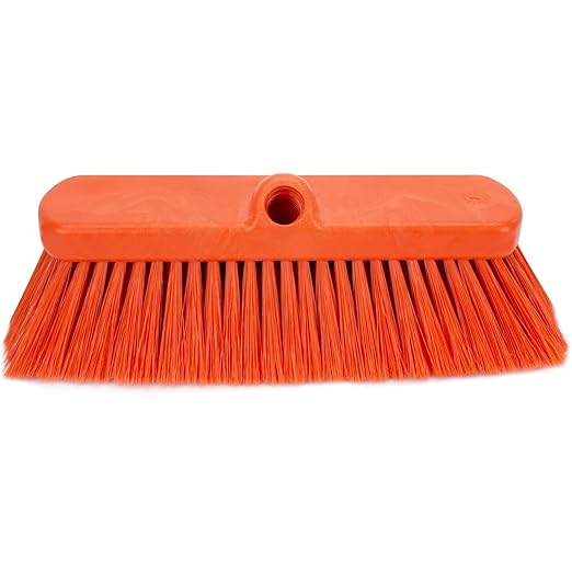SPARTA 41278EC24 Flo-Thru Plastic Wall Scrub Brush, Equipment Brush With Soft Nylex Bristles For Industrial Kitchens, Hospitals, Commercial Cleaning, 4 Inches, Orange
