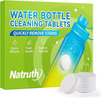 NATRUTH Water Bottle Cleaning Tablets 20 Tablets Effectively Removes Tough Stains and Odors Bottle Clean Tablet Individually Packed for All Stainless Steel, Plastics and Glass Drinking Containers