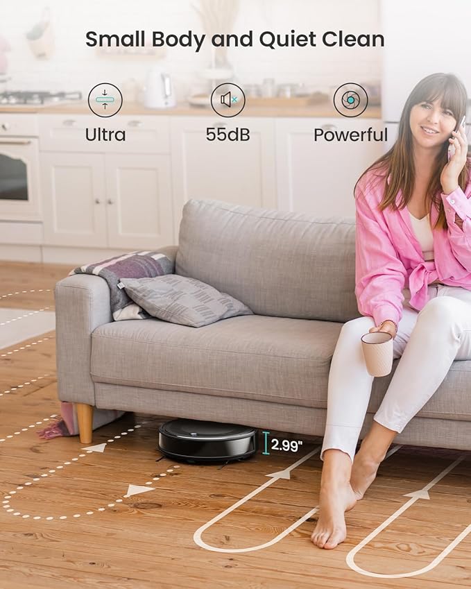 Lefant M310 Robot Vacuum Cleaner, 4500Pa Powerful Suction, PreciSense Obstacle Avoidance, Mini, Quite, 160 Mins Self-Charging Robotic Vacuums, App/Voice/Remote, Ideal for Pet Hair Hard Floors, Black