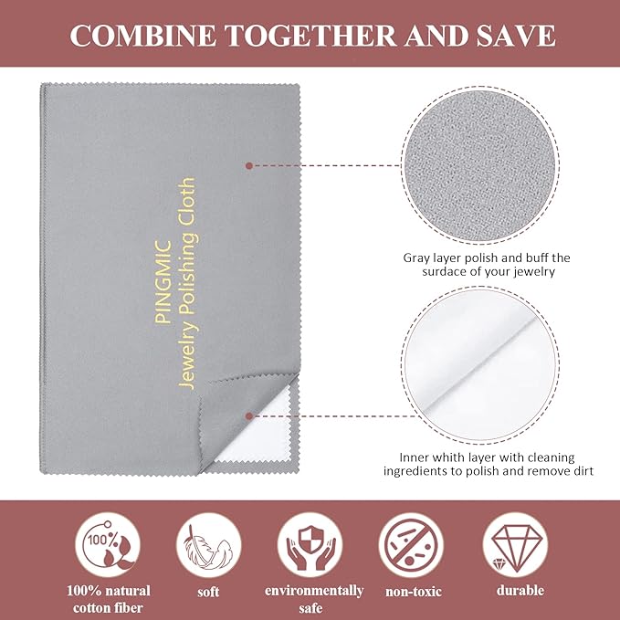 PINGMIC 2 Packs Large Jewelry Polishing Cloths, 11'' x 14'' Professional Silver Polishing Cloth for Jewelry Sterling Silver Gold Platinum Brass Copper Diamond