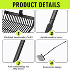 Lasnten 2 Set Pitch Fork Manure Fork with Long Handle Pitchfork Muck Rake Tool for Gardening Horse Stall Stable Grass Hay Cleaning Farm Work(Plastic Head)