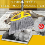 Stainless Steel Dustpan with Outdoor Stiff Bristles Broom,Long Handle Metal Dust Pan and Heavy Duty Broom for Home,Lobby,Office