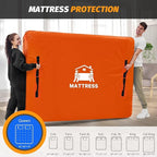 Mattress Bags for Moving, BETU Mattress Protector Waterproof Mattress Cover Queen Size Storage Bags with 8 Heavy-Duty Handles and Zipper for Bed Extra Thick Large Reusable (82"x62"x15" Orange)