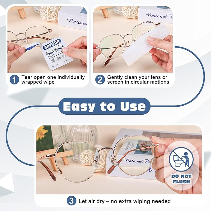 800 Count Lens Wipes for Eyeglasses – Pre-Moistened, Individually Wrapped Eyeglass Cleaning Wipes – Scratch-Free, Streak-Free Glasses Cleaner Wipes for Sunglasses & Camera Lens – Bulk Pack