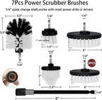 8 Pack Drill Brush Attachment Set,1/4in Power Scrubber Brush + Extend Long Rod, Power Cleaning Scrub Brush for Bathroom, Tub, Tile, Floor, Grout, Boat(White)