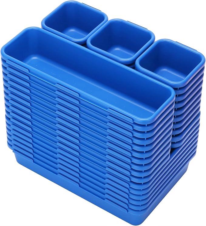 KeFanta 42 Pack Tool Box Organizer Tool Tray Dividers, Rolling Tool Chest Cart Cabinet Workbench Desk Drawer Organization and Storage for Hardware, Parts, Screws, Nuts, Small Tools Organization(Blue)
