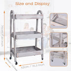 3-Tier Rolling Utility Cart with Lockable Wheels Storage Slim Storage Heavy Duty Cart Mobile Shelving Unit Craft Narrow Organizer for Bathroom Laundry Kitchen (Vintage Grey)