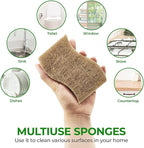 Natural Kitchen Sponges (24 Pack) - Biodegradable Cellulose & Coconut Scrubber Dish Sponges for Kitchen - Eco-Friendly, Non Scratch, Compostable, Non Toxic S-Shaped Natural Sponges for Dishes