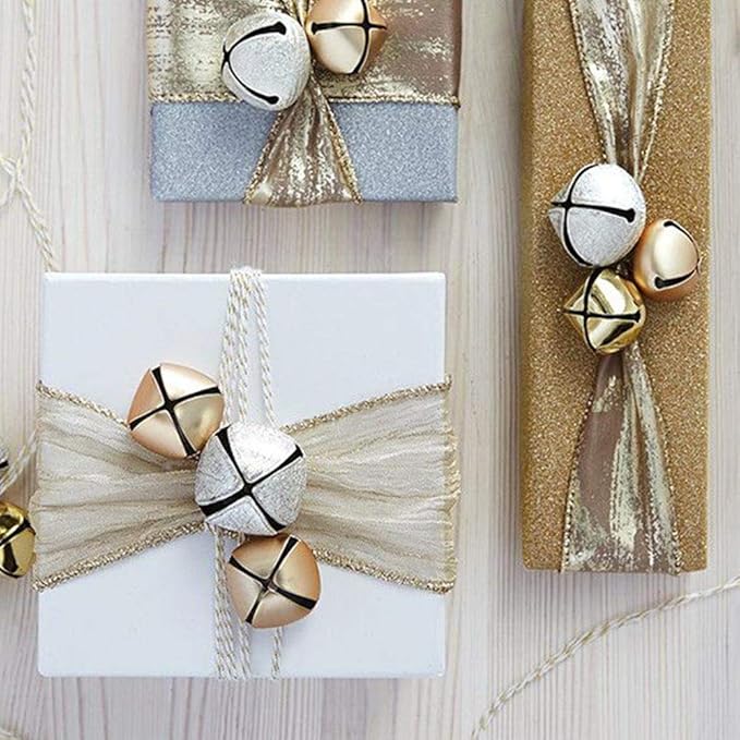 Leecogo Cotton Twine Gold and White Baker String 2mm Thick 328 Feet Christmas Twine for Gift Wrapping DIY Crafts Home Party Decoration Gardening