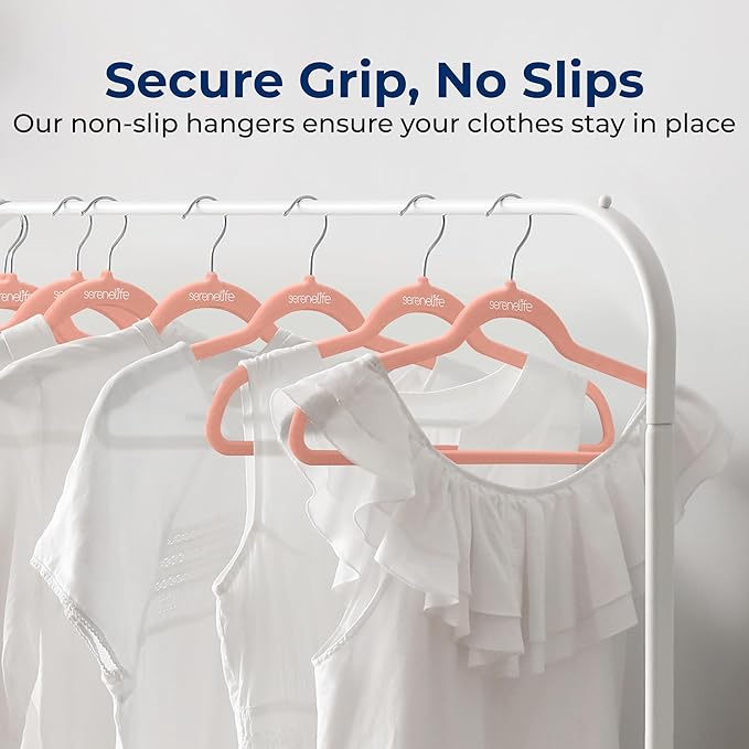 50 Pieces Velvet Hangers - Space Saving Heavy Duty Slim Suit Clothes Hanger Set with 360 Degree Swivel Metal Hook, Can Hold Up to 10 Lbs. for Coats, Jackets, Pants & Dress (Pink)