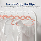 50 Pieces Velvet Hangers - Space Saving Heavy Duty Slim Suit Clothes Hanger Set with 360 Degree Swivel Metal Hook, Can Hold Up to 10 Lbs. for Coats, Jackets, Pants & Dress (Pink)