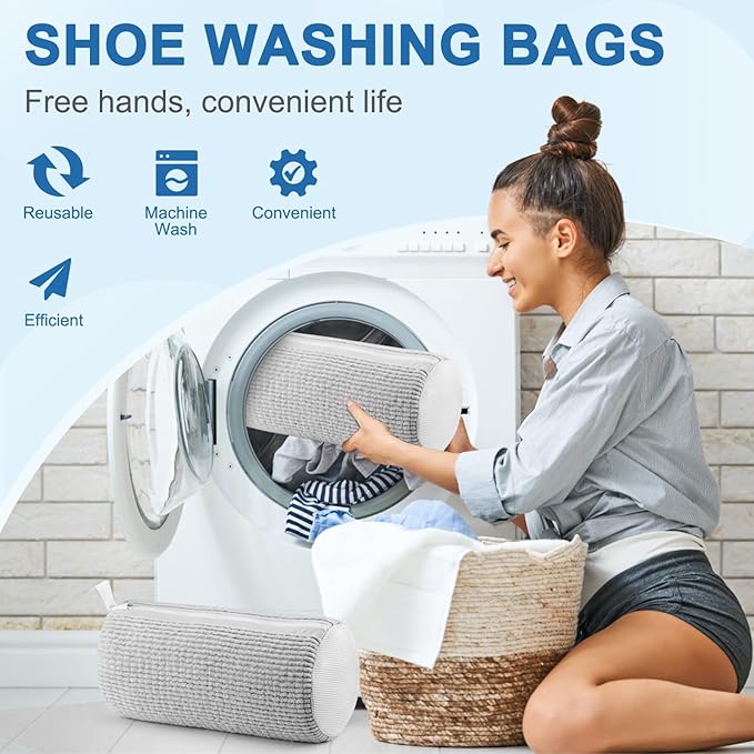 Shoe Washing Machine Bag,Shoe Laundry Bags for Sneakers, Reusable Shoe Cleaning Bag for All Shoe Sizes
