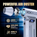 Air Duster Rechargeable, 120000RPM Compressed Air Duster with LED Lighting, Cordless Mini Blower 4-Gear Adjustable, Electric Air Duster 180G Wind Press for Keyboard PC Car Outdoor