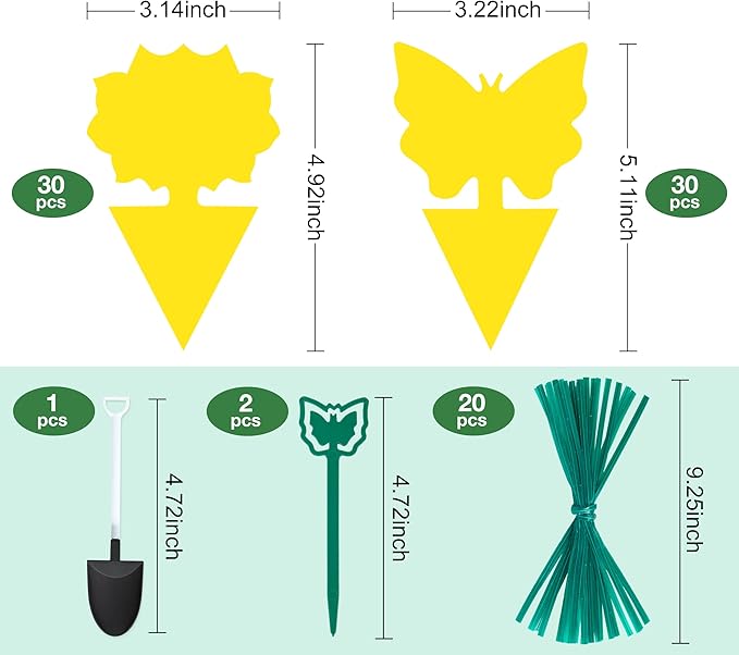 60 Pack Fruit Fly Trap, Fungus Gnat Trap Killer Protect Plants Indoor Outdoor, Double Sided Yellow Bug Sticky Traps for Fungus Gnat, Fruit Fly and Other Insects