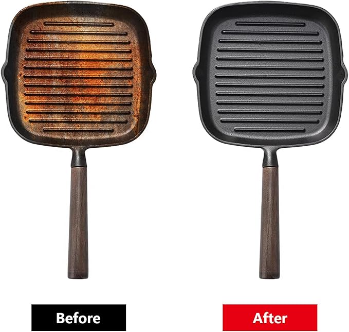 Cast Iron Cleaner Scrubber with Copper Bristle Natural Bamboo Scrubber for Cast Iron Skillets, Dutch Ovens, Pots & Grill Pans