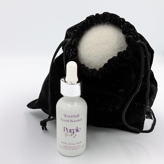 Purple Duck Wool Dryer Balls with Scent Booster – Reusable Dryer Balls for Laundry, Softens Fabrics, Reduces Static, Includes Scent Booster - Linen & Sunshine 1 Oz