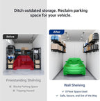 FLEXIMOUNTS 1x3ft Garage Shelving Wall-Mounted, 1-Pack Heavy-Duty Wall Shelving, Holds Up to 150 lbs, Garage Storage Rack for Organization & Storage Bins, Black