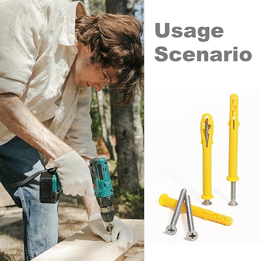 Drywall Anchors Kit 60 pcs 304 Stainless Steel Philips Flat Head Screws and 60 pcs Plastic Anchors for Concrete, Drywall, Brick, and Heavy Hanging Mounting, 3 Size M6 x 30mm/ 40mm/ 60mm