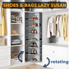 SpaceAid 7 Tier Rotating Shoe Rack Tower, Spinning Shoe Display Lazy Susan, Revolving 360 Shoe Rack Storage Round Carousel, Vertical Handbag Rotate Shoes Closet Organization (7-Tier Gray)