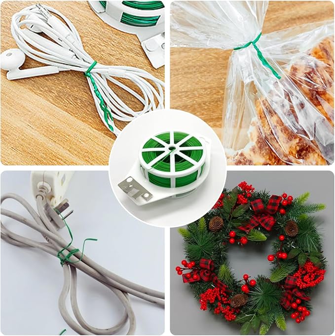 656ft (200m) Twist Ties, Garden Plant Ties with Cutter, Reusable Multifunctional Plant Ties, Fixing Vines Plant Support for Gardening Home Office(Green)