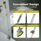 4 in 1Tile Tub Scrubber Brush | 62.2" Extendable Long Handle-Shower Cleaning Brush No Scratch Shower Scrubber for Cleaning Bathroom Kitchen Toilet Wall,Bathtub,Sink,Grey