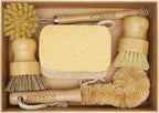 ECOHOUSE SUPPLY™ Bamboo Dish Brush Set – 6-Piece Natural Fiber Kitchen Brush Set with Loofah Sponges (No Bleach), Sisal & Palm Scrubbers – Non-Toxic, Eco-Friendly, Plastic-Free Dish Cleaning Brushes.