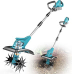 Cordless Tiller Cultivator Compatible with Makita 18V: MtiolHig Tiller for Gardening 360RPM Electric Garden Tiller, Brushless Rototiller 9" Width 6.3" Depth for Lawn/Soil Cultivation (No Battery)