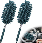 2 PCS Car Interior Duster with Extension Pole, Microfiber Car Dusters with Bendable Head, Cars Duster Exterior&Interior Scratch Free, for Cleaning of Vehicle Details, Offices, Window(Nude Blue)