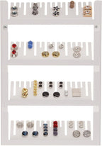 Angelynn's Wall Mounted Large Statement Finger Ring Holder Display, Cufflink/Cuff Link Storage, Hanging Closet Body Jewelry Organizer Men and Women, Jaymes White 9" x13 1/4"
