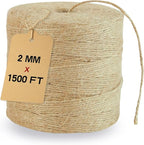 2mm Natural Jute Twine String 1500 Feet Long Jute Rope for Crafting Plant Gardening Gift Christmas Handmade Arts Wrapping Twine Cord Crochet Knitting DIY Home Decor